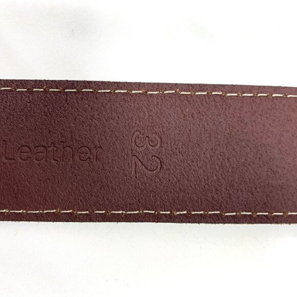Timberland Men's Leather Belt Brown Topstitching Silver Hardware Size 32 - Picture 5 of 8